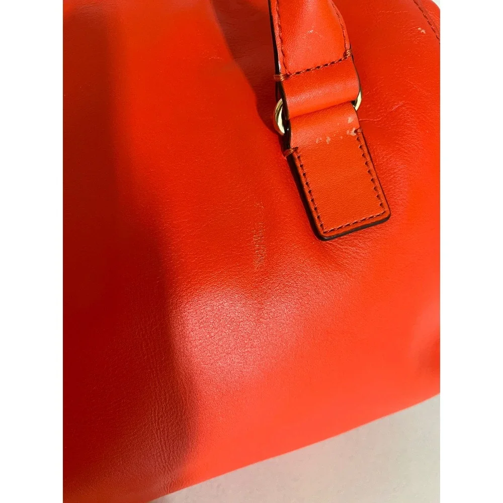 Kate Spade Satchel Bag Turn Lock‎ Orange Leather Handbag Purse